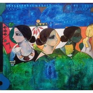 Abrar Ahmed, 36 x 36 Inch, Oil on Canvas, Figurative Painting, AC-AA-585